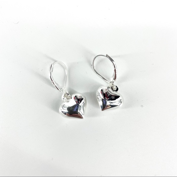 Sterling Silver Heart Shape Drop Earrings - Picture 3 of 4